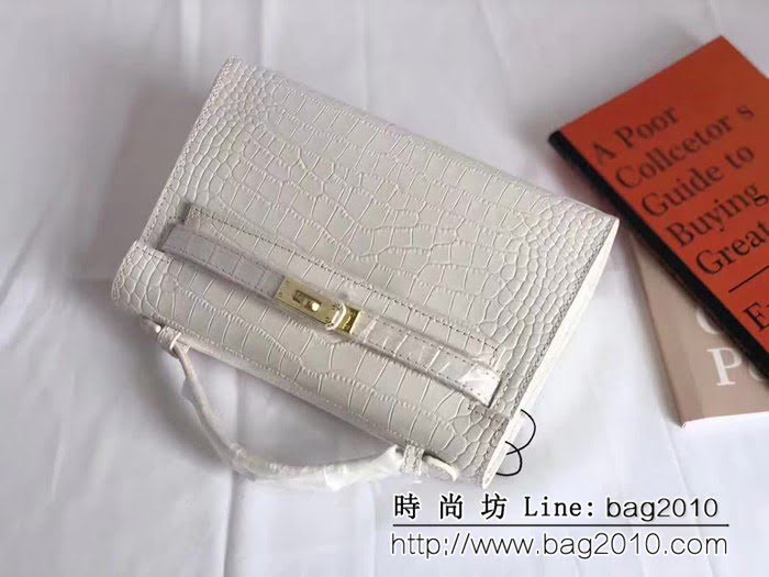 愛馬仕Hermès mini Kelly鱷魚紋時尚百搭包 可單肩手拿 0AM1647